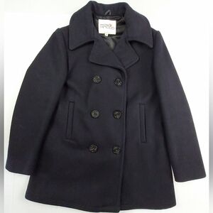 VTG Fox Knapp Double Breasted Peacoat Womens 11/12 Black Wool Blend Union USA